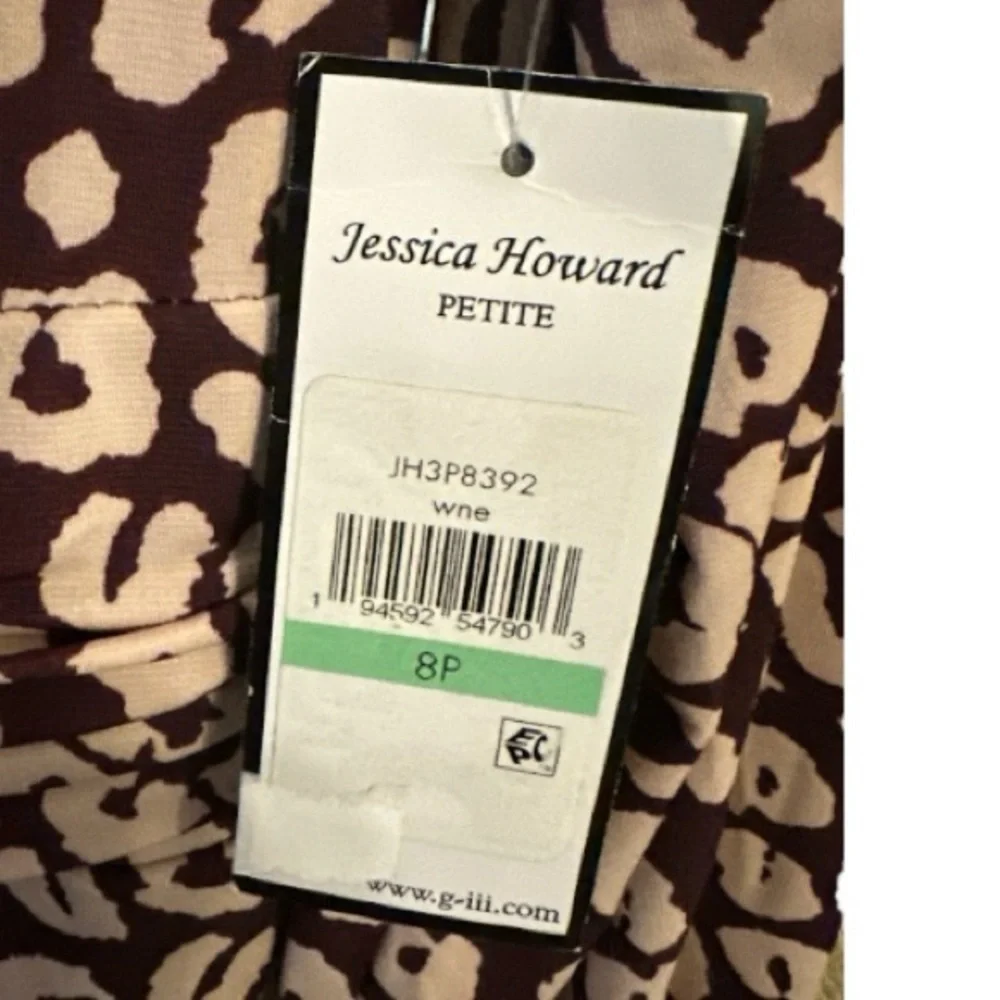 Jessica Howard Petite Women’s Long Sleeve Animal Print Midi Dress Size 8P